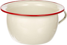 Ibili 35L Enamelled Steel Chamber Pot in White and Red, 24 x 24 x 5 cm