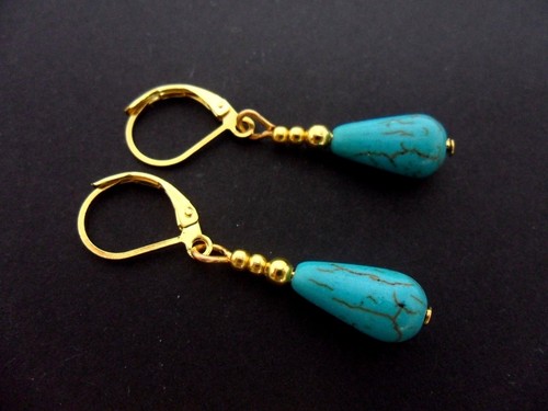Pair turquoise blue gold - a,