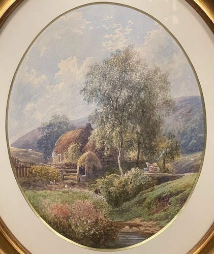 Antique landscape watercolour - antique,