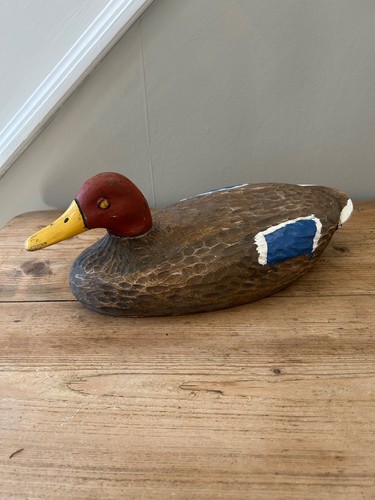 Vintage wooden duck decoy - wooden, decoy.