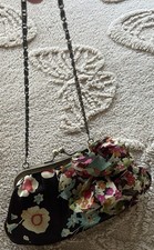 Fenn Wright Manson Silk Clutch/Bag with Chain Strap Brown/Floral Pattern Small