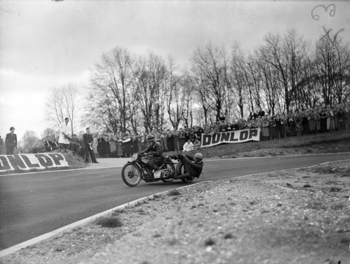 Action during the sidecar race