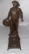 Antique Painted French Early 20th Century Spelter Statue 36cm Inc Plinth H Tremo