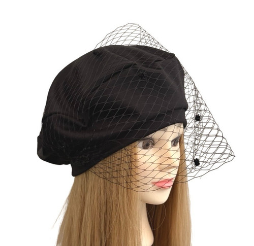 Black fashion beret hat with - fashion,