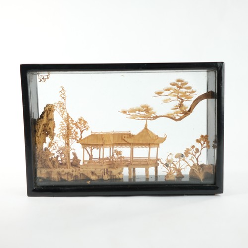 Chinese cork carving diorama - chinese,
