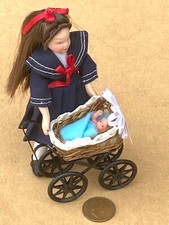 Dolls House Wicker Pram With A