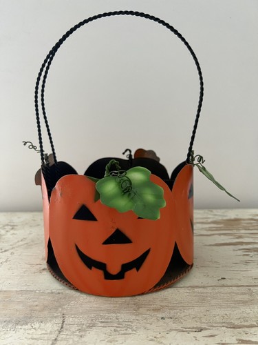 Pumpkin tin basket halloween - pumpkin,
