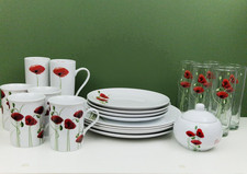 DUNELM POPPY dinner plates