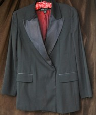 Linda Allard Ellen Tracy Tuxedo Style Ladies Black Wool Dress Jacket Size 8