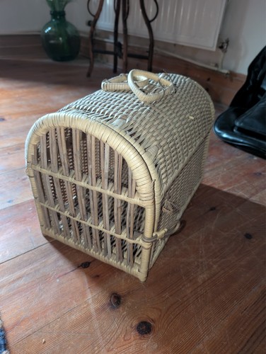 Vintage wicker cat travel - vintage,