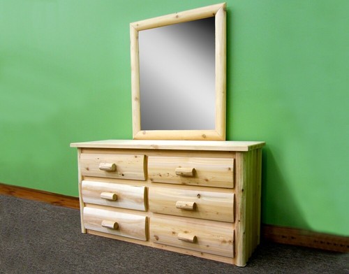 Log dresser with mirror - dresser,