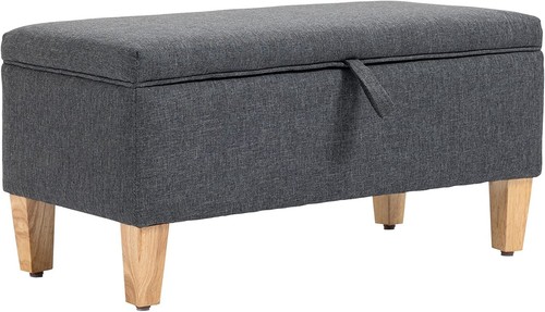 Grey linen bench - linen,