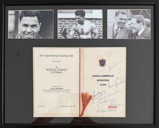 Jack Dempsey, World Boxing Champion Hand Signed (+6) 1967 Menu Card & AFTAL COA