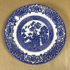 Vintage English Ironstone Tableware Old Willow Blue and White Decorative Plate