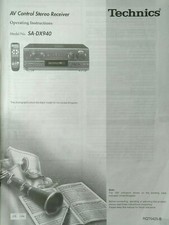 Technics SA-DX940 AM / FM AV Control Stereo Receiver Instructions - USER MANUAL