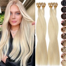 14"-24" Nano Ring Tip Remy Human Hair Extensions Micro Loop Nano Bead 100g Thick
