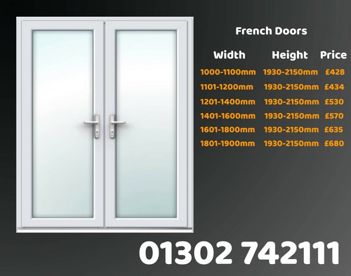 White upvc french doors - doors, back