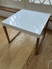Habitat Side Table White Top With Light And Light Acacia  Legs