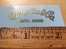 Martin Acoustic Guitar Premium Waterslide Decal Metallic Gold Ink, Black Outline