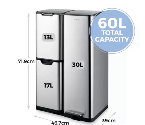 Tower 60l recycling pedal - tower,