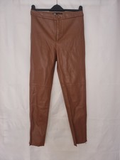 Zara brown faux leather leggings with zips at the bottom of the legs  size M