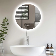 Round LED Bathroom Mirror 3 Color Backlit Lights Demister Illuminated defogging