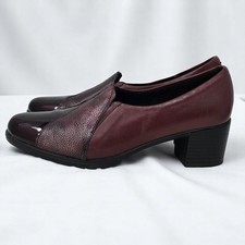 Pitillos Block Heel Pumps Leather Dressy Comfort Shoes Burgundy Woman 39/8.5