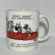 Vtg 1987 American Greetings Stoneware Mug Money Doesn’t Buy Happiness Comic
