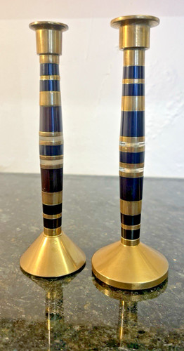 Brass candlesticks pair black - brass,
