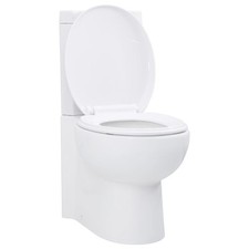 WC Ceramic Bathroom Corner Toilet Soft-close Seat Water Saving Toilet vidaXL