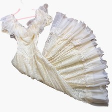 Vintage Ivory Lace Ruffle Maxi