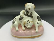 Samuel Alcock Group Of Two Puppies Staffordshire Porcelain C1835 - 1840  Cracked