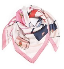 KATE SPADE MULTICOLOURED BAG 100% SILK 34” SQUARE SCARF LARGE NEW!!!
