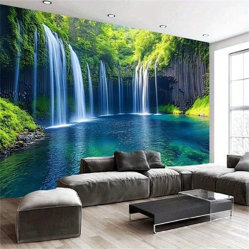 Natural forest waterfall - 3d,