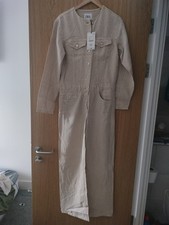 Zara Beige Lyocell Linen Cotton Mix Jumpsuit S £49.99 2024 New