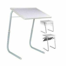 ADJUSTABLE TABLE MATE PORTABLE TV DINNER LAPTOP TRAY FOLDING DESK METAL HOOKS