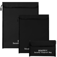 3 Pack 2000°F Fireproof Document Bag Money Pouch Portable Files Bag for Cash