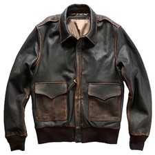 Leather Vintage Brown A2 Jacket Men’s Bomber Aviator Distressed Military Jacket