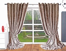 Crushed Velvet Curtains Eyelet Ring Top thick long Ready Made BLACKOUT curtains