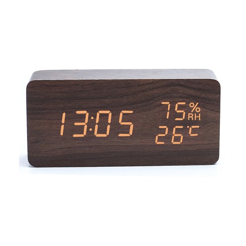 Wooden digital alarm clock - wooden,