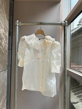 Alessandra Rich women's see-through lace short-sleeved blouse