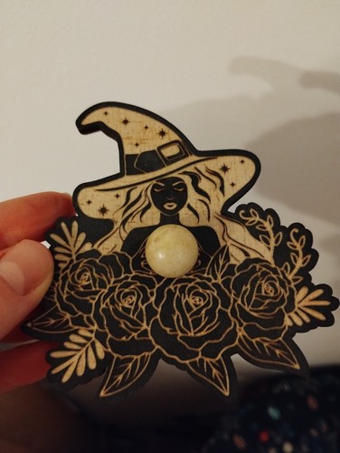 Crystal ball holder witch - crystal,