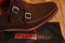 Jeffery West Pablo Melly Brown Suede Double Monk Buckle Shoes Men's UK 8 US 9