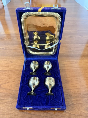 Four vintage brass goblets - four,