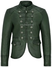 Ladies Leather Jacket Green Victory Military Parade Style Real Lambskin 8976