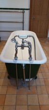 Cast Iron Vintage Roll Top Bath With Feet + Pedestal Sink