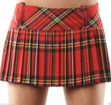 New Ladies Women's Micro Mini Hipster Tartan Kilt Side Zip Pleated Skirts