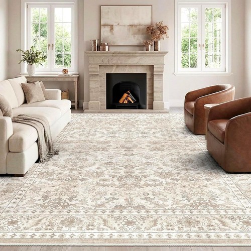 Homfine beige vintage area - vintage, rug