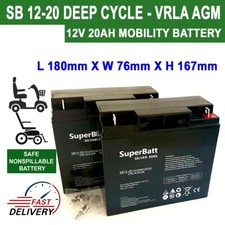2 x SB 12V 20AH (Replace 17AH 18AH 19AH 21AH 22AH) VRLA AGM Battery No Spill