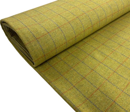 Olive wool tweed fabric - olive,